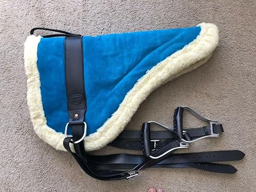EQUIGEAR Bareback-Schabracke aus blauem Wildleder mit Steigbügeln und Steigbügeln für Pferde