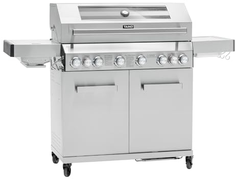 TAINO PLATINUM YAMARA 6+2 Gasgrill Edelstahl 6 Brenner Keramik Sear-Burner Keramik Backburner Piezo-Zündung Grillrost Gusseisen