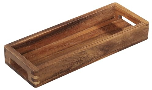 Zassenhaus Bandeja para Servir de Acacia Con Asas - Alargada, Decoración para Platos, Madera Dura Cultivada de Forma Sostenible, 32 × 12 × 4,5 cm