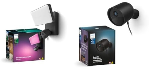 Philips Hue Secure Outdoor Flutlicht mit integrierter 1080p Smart Home Sicherheitskamera & Secure kabelgebundene Smart Home Überwachungskamera