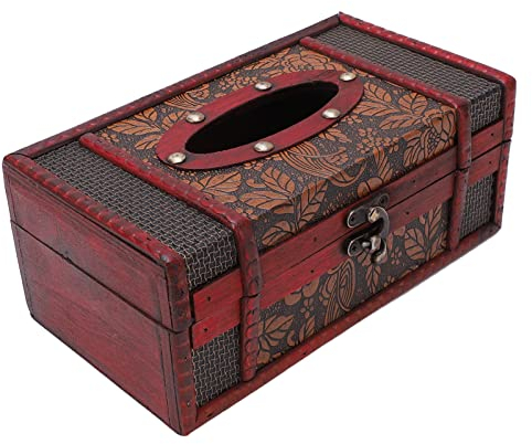 Emoshayoga Taschentuchbox aus Holz, Vintage-Stil, klassische Textur, für Zuhause, Büro, Hotel