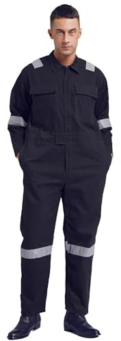 Jhaoyu Professioneller Arbeitsoverall für Herren 100% Baumwolle Schutzanzug Outdoor Overall Arbeitsanzug für Männer und Frauen in den Größen M - 6XL Navy blau XXL