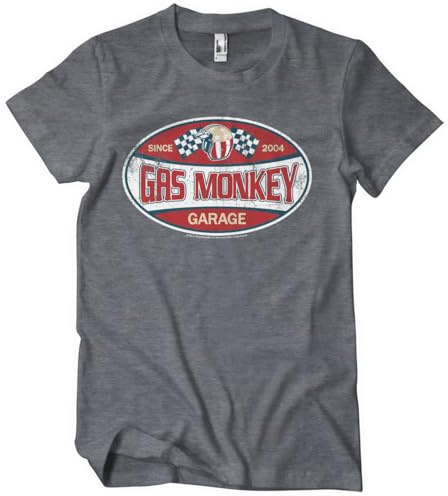 Gas Monkey Garage Offizielles Lizenzprodukt Since 2004 Label Herren-T-Shirt (Dunkel-Heather), X-Large