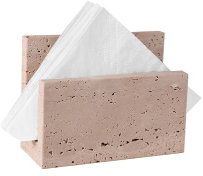 JIMEI Travertin-Serviettenhalter – Marmor-Serviettenspender für Küche – Moderner Bauernhaus-Papier-Cocktail-Serviettenhalter in Beige für drinnen und draußen