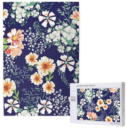 Bellissimo giardino fiorito floreale petalo foglie prato arancione, Puzzle 1000 pezzi Puzzle in legno Giocattolo Gioco per famiglie Decorazione da parete per adulti Adolescenti