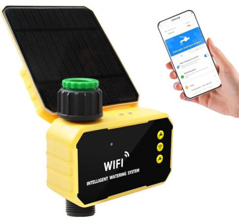 SHUAIGUO Tuya WiFI Intelligentes Gartenbewässerungssteuergerät Automatischer wassersparender Bewässerungscontroller Solarbetriebener Bewässerungstimer für Außenpflanzen