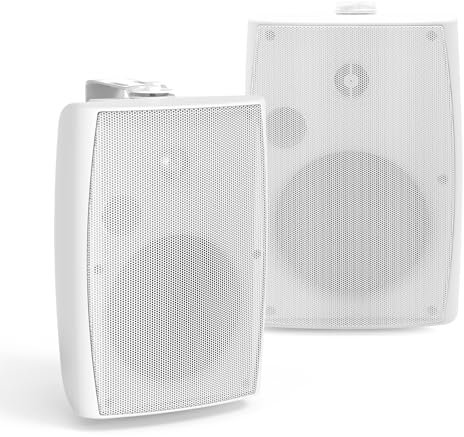 Herdio 4 Inch Passive Outdoor Speakers Wired,200W High Performance Wall Mount Waterproof Speakers for Patio, Deck, Backyard,Effortless Mounting Swivel Brackets,White
