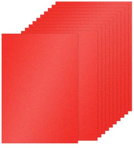 PATIKIL 10 ark rött glitter kort, 21,5 x 28,9 cm 250 gsm fyrkantigt premium glittrande papper hantverk kartong papper för klippbok korttillverkning gör-det-själv konstprojekt bröllopsfest