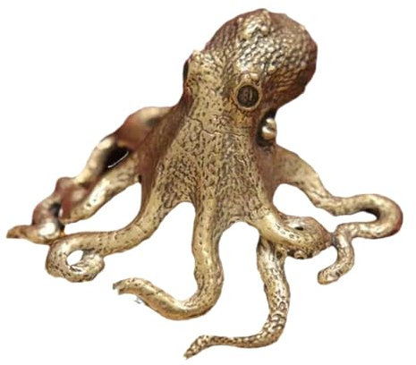 Figurina Di Polpo In Vetro Soffiato A Mano | Statua Di Polipo In Ottone | Regalo Da Collezione Di Sculture Di Animali Marini | Ornamenti Per Statue In Vetro Di Polpo | Figurina In Miniatura Di Polpo