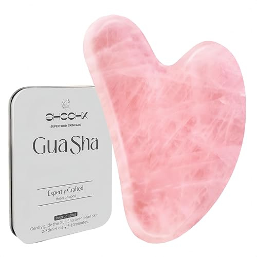 Gua Sha Gesichtsmassage Werkzeug, Rosequarz Gua Sha Stein für Kieferformung & Schwellungsreduktion, Hautpflege Geschenk (Rosa)