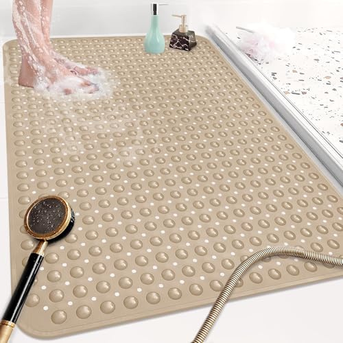 Mofonky Groß Duschmatte rutschfest 80x120cm: Weich TPE Duscheinlage mit Ablauflöchern und Saugnäpfen - Antirutschmatte Dusche Maschinenwaschbar Antibakteriell schimmelresistent