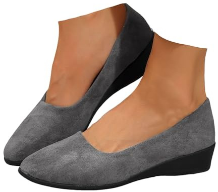 Xbemkste ballerinaskor dam platta skor spets tå balettskor slip-on skor dam eleganta klädskor bekväma sommarskor promenadskor för kontor, vardag, GRÅ, 40.5 EU