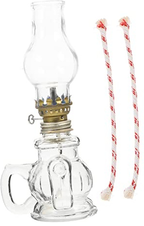 Healifty Vintage Öllampe Aus Klarglas Mit Metallflammregler Winddichter Glasschornstein Für Notfallbeleuchtung Und Heimdekoration 7.5 Zoll Retro Petroleumlampe