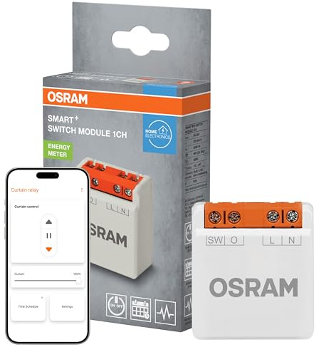 OSRAM SMART+ WiFi Schaltmodul 1 Kanal, 8A Schaltleistung, Energiezähler, Smart Home, Alexa kompatibel, Weiß