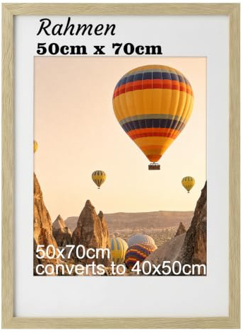 HOUSE DAY Bilderrahmen 50x70 Eiche-Optik Bilder Rahmen Holz Posterrahmen | Rahmen 50x70, Holzrahmen mit 40x50 Passepartout, für Familie,Landschaft,Haustier-Gedenkseite, Hochzeit, 1er-Pack