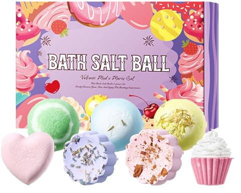 Sfere da bagno | 7 palline di sale da bagno biologiche naturali per bambini, sapone idratante per vasca da bagno quotidiana bagno casa spa moglie mamma signore bambini Natale
