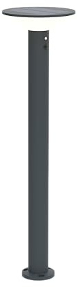 BOLD LED-solcellslampa för gångvägar, 60 cm (2 W/250 lm, 3000 K, med rörelsedetektor, IP44-certifierad, solcellsaluminium och USB-C, varmvit, montering med skruvar eller påle) – grå