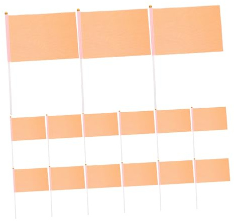 Mikikit 50 piezas Mini Banderas de Mano Naranjas para Decoración Portátil Fiestas Desfiles y Celebraciones al Aire