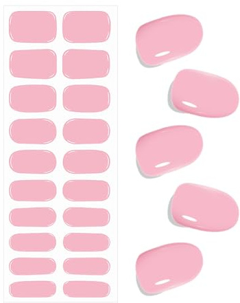Bagavs Unghie Gel Adesive UV, 20 PCS Smalto Adesivo Gel UV, Rosa Nudo Pellicola per Unghie Autoadesiva, Strisce Semiindurite per Manicure Fai da Te
