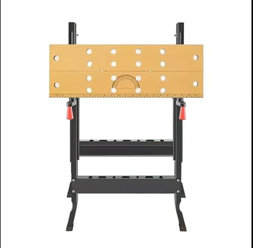 Foldable Portable Work Bench with Heavy Duty Steel Frame, MDF Board Worktop, Adjustable Clamping Table for Woodworking, Painting, Cutting, 76cm Height