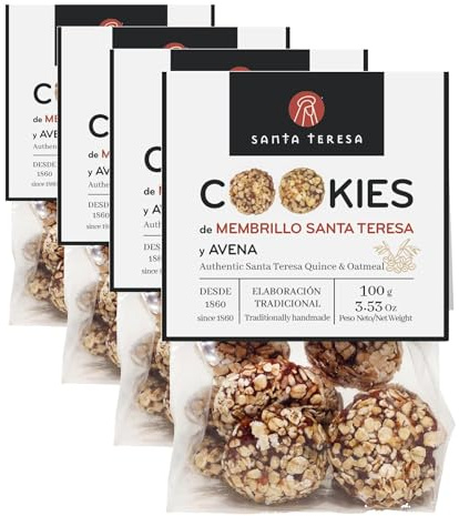 Santa Teresa - Cookies de Membrillo con Avena. Sin Conservantes ni aditivos. 100% Naturales, 100g. (Paquete de 4)