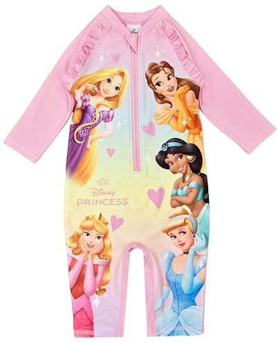 Disney Princess Girls Swimsuit Long Sleeved Swimming Suit All in One Costume UPF40 Sun Safe