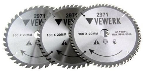 Vewerk 3 Stück – 160 x 20 / 16 mm TCT Kreissägeblatt 36T 48T 60T 2971