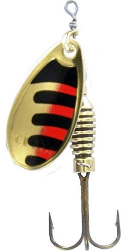 Rublex - Pack de 5 Cucharillas de Pesca Celta-3 ONR | Cebo Artificial de Pesca con Sistema Quita-Vueltas y Anzuelo Fácilmente Intercambiable, Color Oro Negro Rojo, 5gr