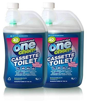 One Chem Concentrated Cassette Toilet 2 x 1L, 2 in 1 PH Neutral Formula for Cassette Toilets