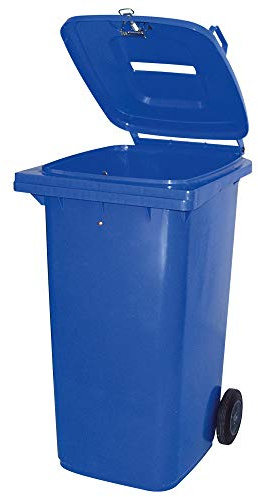 BRB 120 Liter DIN Mülltonne mit Papiereinwurf u. Dreikantschloss, blau, BxTxH 480x550x930 mm