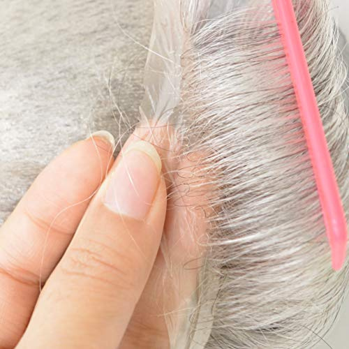 Hairnotion Perücken Echthaar Männer Alle V-Loop super dünne Haut Echthaar Mann 8x10 Zoll toupet für männer grau #1B80