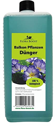 Konfitee Balkonpflanzen Dünger Flora Boost 500ml I Für bis zu 100L Gießwasser I Für alle Balkon- & Kübelpflanzen geeignet I Flüssiger Blatt- & Wurzeldünger I 100% natürlicher Pflanzendünger