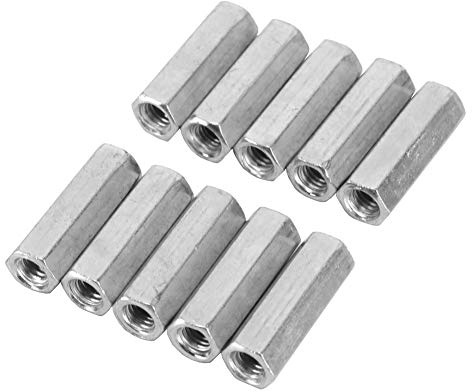Akozon Distanziali Dadi 10pcs Dado a stelo lungo Esagonale Dado a manicotto esagonale Distanziali filettati(M6*30)