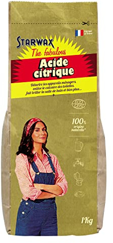 STARWAX THE FABULOUS - Acide Citrique - Détartre les Appareils Ménagers - Enlève tout le Calcaire - Fait Briller la Salle de Bains - 100% d'Origine Naturelle - Fabriqué en France - 1Kg