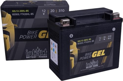 intAct - GEL MOTORRADBATTERIE Bike-Power GEL12-20HL-BS. Ersetzt YTX20HL-BS, YTX20HL, YTX20HL-BS-PW. Motorradbatterie 12V 20Ah 310A. Maße: 175x87x155mm. Mit bis zu 30% mehr Startleistung.