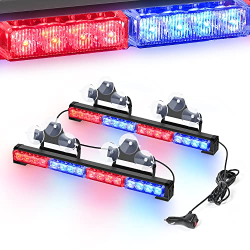 Nilight Traffic Advisor Emergency Strobe Light Bar 2 in 1 17Inch 32LED 23 Flash Patterns Directional Safety Warning Lights with Cigar Lighter on Trucks Police Construction Vehicles