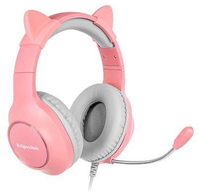 Krüger&Matz Gamer Kids Over-Ear Gaming-Kopfhörer, Kopfhürer mit Mikrofon, KM0658, pink