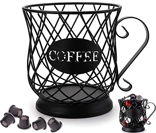 WDDP Cesta Para Cápsulas Café, Almacenamiento Cápsulas Café, Dispensador Café Perfecto, Gran Capacidad (65 cápsulas) Forma de Taza Clásica Hueca Embellece tu Cocina