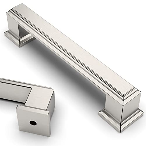9BUILD 10 Pack 96mm Brushed Satin Nickel Cabinet Pulls Cabinet Handles Kitchen Cupboard Handles Kitchen Door Handles Drawer Handles Zinc Alloy Wardrobe Handles Cupboard Door Handles