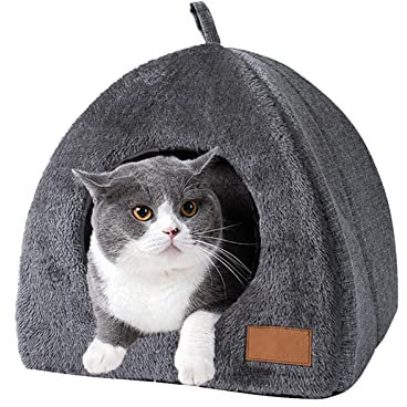 Hundehütte Katzenhaus Indoor, 2 in 1 Haustier Haus & Haustier Bett, Wetterfestes Hundehütte Katzenhaus, Winterfest Unterschlupf für Hunde Katzen, Vollständig abdec Hundehöhle Katzenhöhle Abnehmbar