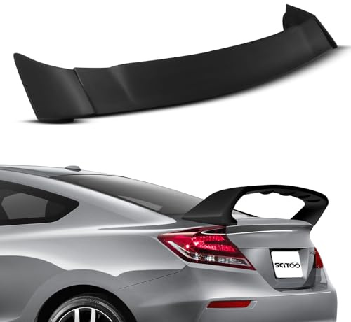 SCITOO Spoiler Wing Fits for 2012-2015 for Honda Civic Sedan Matte Black Mug Style Rear Trunk Spoiler Wing