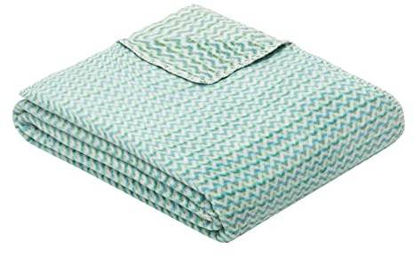 Ibena Andschara Kuscheldecke 150x200 cm - gemusterte Decke türkis grün, Pflegeleichte und kuschelweiche Baumwollmischung