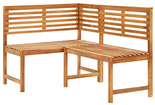 Hommdiy Akazienholz Massiv Garten Eckbank Rustikal Gartenbank Holzbank Sitzbank Bank Parkbank Balkonbank Terrassenbank Gartenmöbel 140cm