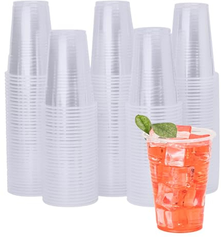 YEEHAW 9 oz Plastic Cups, 500 Pack - Clear Disposable Drinking Water Cups for Cold Beverages, Clear Plastic Cups for Drinking, Ideal for Party