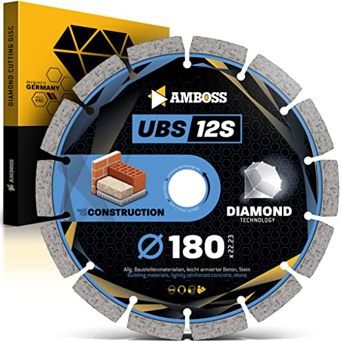 städ diamant skärskiva UBS 12S Ø 180 mm x 22,23 – separera lätt armerad betong/sten/byggmaterial – diamantskiva/diamantkapskiva för vinkelslip