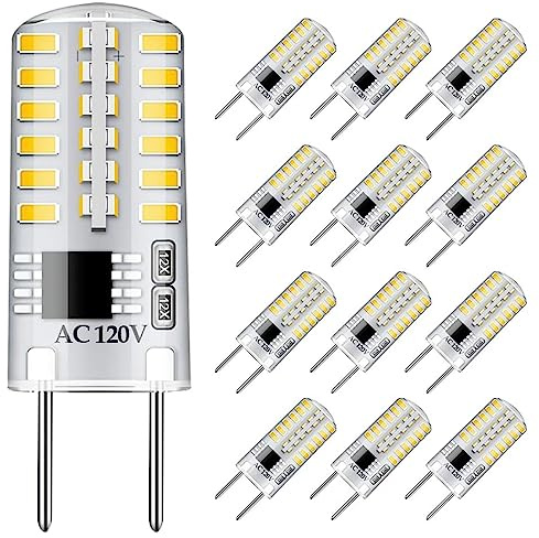 Gaormii G8 LED Bulb Dimmable 3W Natural White 4000K 120V 20W-25W T4 Bi-Pin Base Halogen Bulb Replacement for Under Cabinet, Counter Lighting (12-Pack)