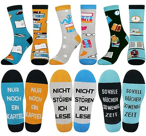 Jeasona 3 Paare Socken Damen 39-42 mit Spruch Lustig Baumwolle | Bunte Socken Damen