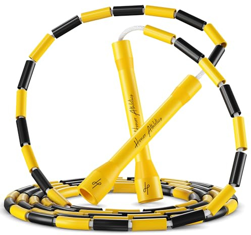 Honor Athletics 2.0 Perlen-Springseil – Verstellbar mit unzerbrechlichen Griffen & bruchsicheren Perlen für effektives Fitnesstraining, Schwarz und Gelb