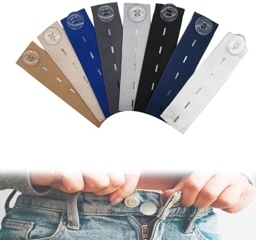 Ryaupy Conjunto de 8 Botones para Pantalones - Extensores de Cintura Elástica - Botones Ajustables para Pantalones - Hebilla Extensora de Cintura Elástica para Culottes
