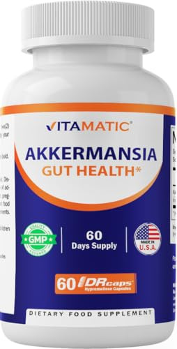 Vitamatic Akkermansia Muciniphila Gut Health - 60 DR Capsules (Delayed Released) - Made with Prebiotic Inulin Fiber